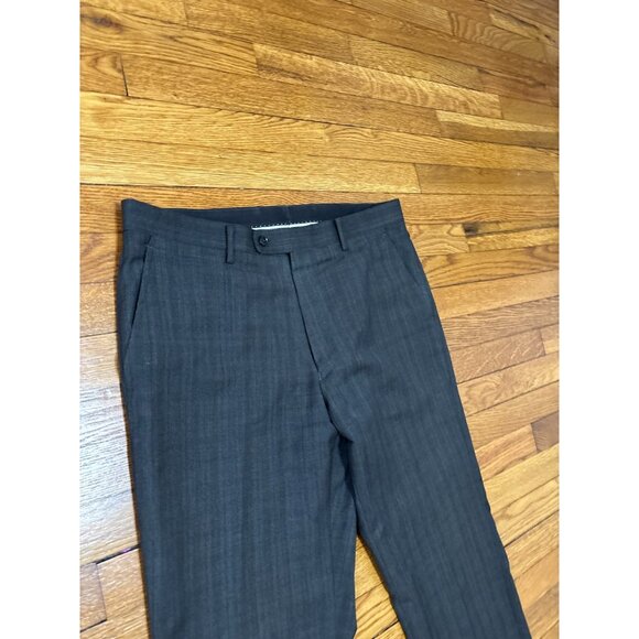 John Varvatos Mens Thompson Dress Pants Size 35x33 Gray 100% Wool Flat Front - Picture 2 of 5